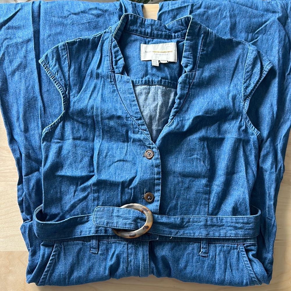 Anthropologie denim wide legged jumpsuit